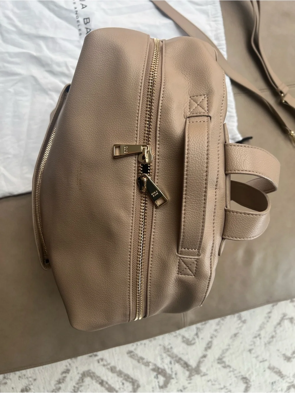 MINA BAIE Stevie Backpack (Sand) Full Size Vegan Leather